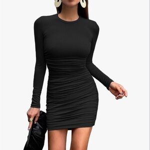 Elegant Black Ruched Dress